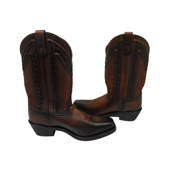 Laredo Men's 10" Cowboy Square Toe Leather Western Boots Dark Brown Size 9D - Picture 6 of 8